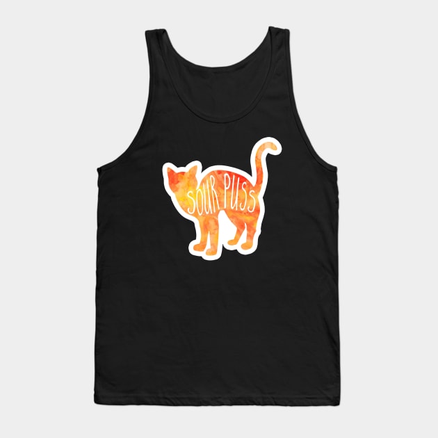 Sour Puss - funny cat pun Tank Top by Shana Russell